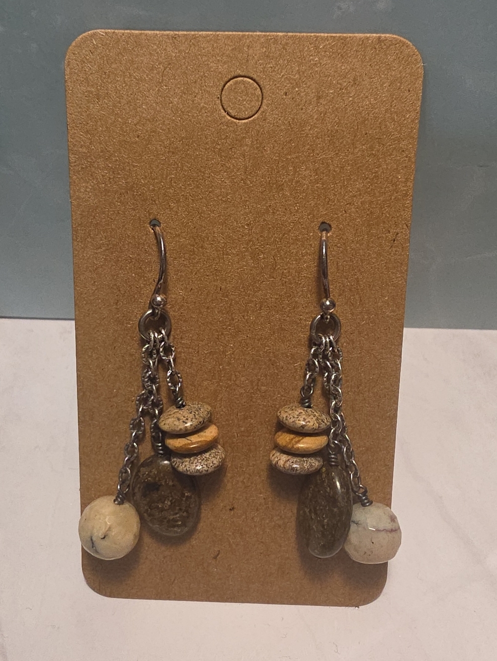 Silpada Earth-Tone Dangle Earrings in Beige and Brown